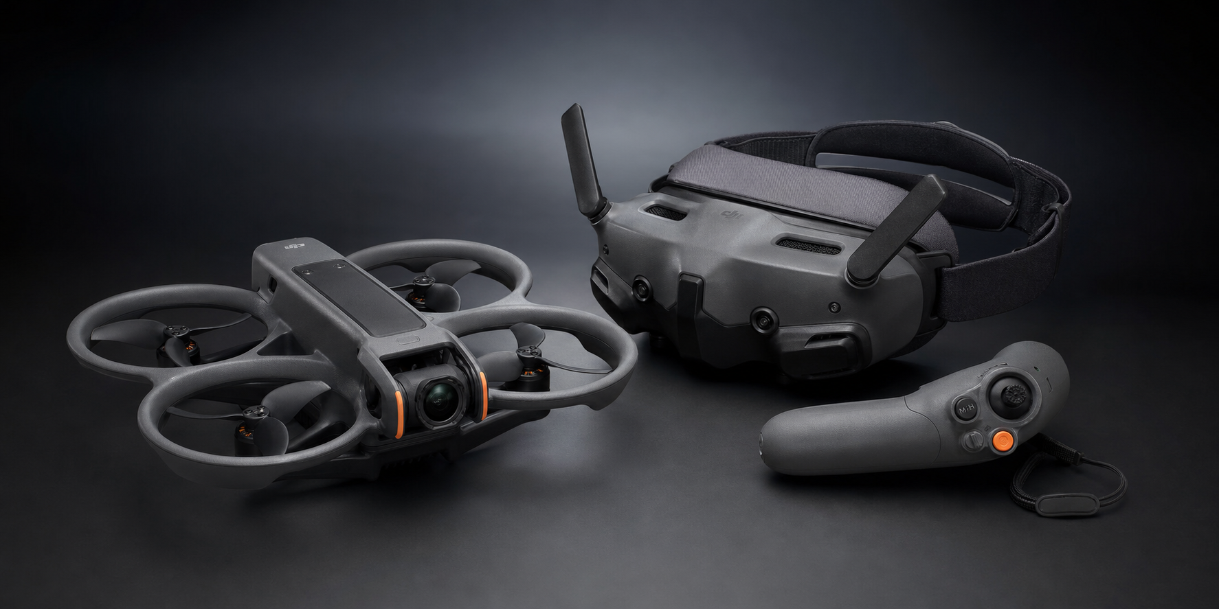 DJI Avata 360 FPV drone with goggles and motion controller for safe indoor fly-throughs